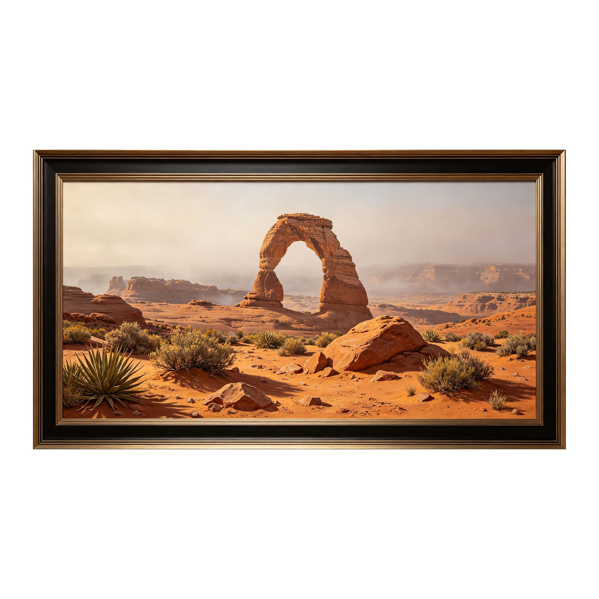 Yzpallescene 3D Framed Wall Art 50cm×100cm Desert Rock Arch Natural Landscape Southwestern Sunset Large Size SelfAdhesive Removable Wall Decor Prints Artwork for Living Room Bedroom Office