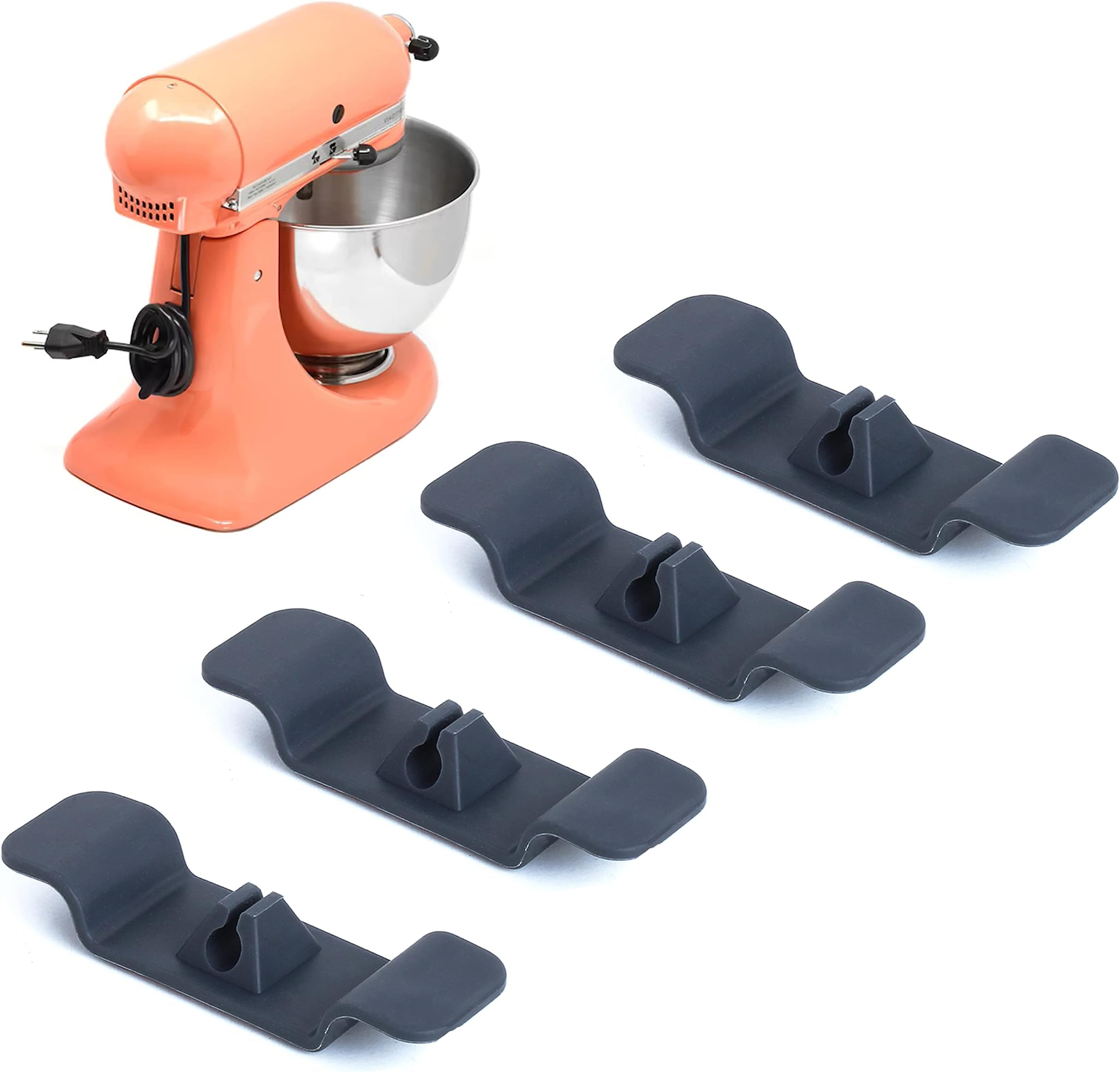Kitchen Cord Organizer, 4 Pcs Cord Wrap Cord Holder Cable Organizer for Storage Small Home Appliances, Mixer, Blender, Coffee Maker, Pressure Cooker and Air Fryer(Black)