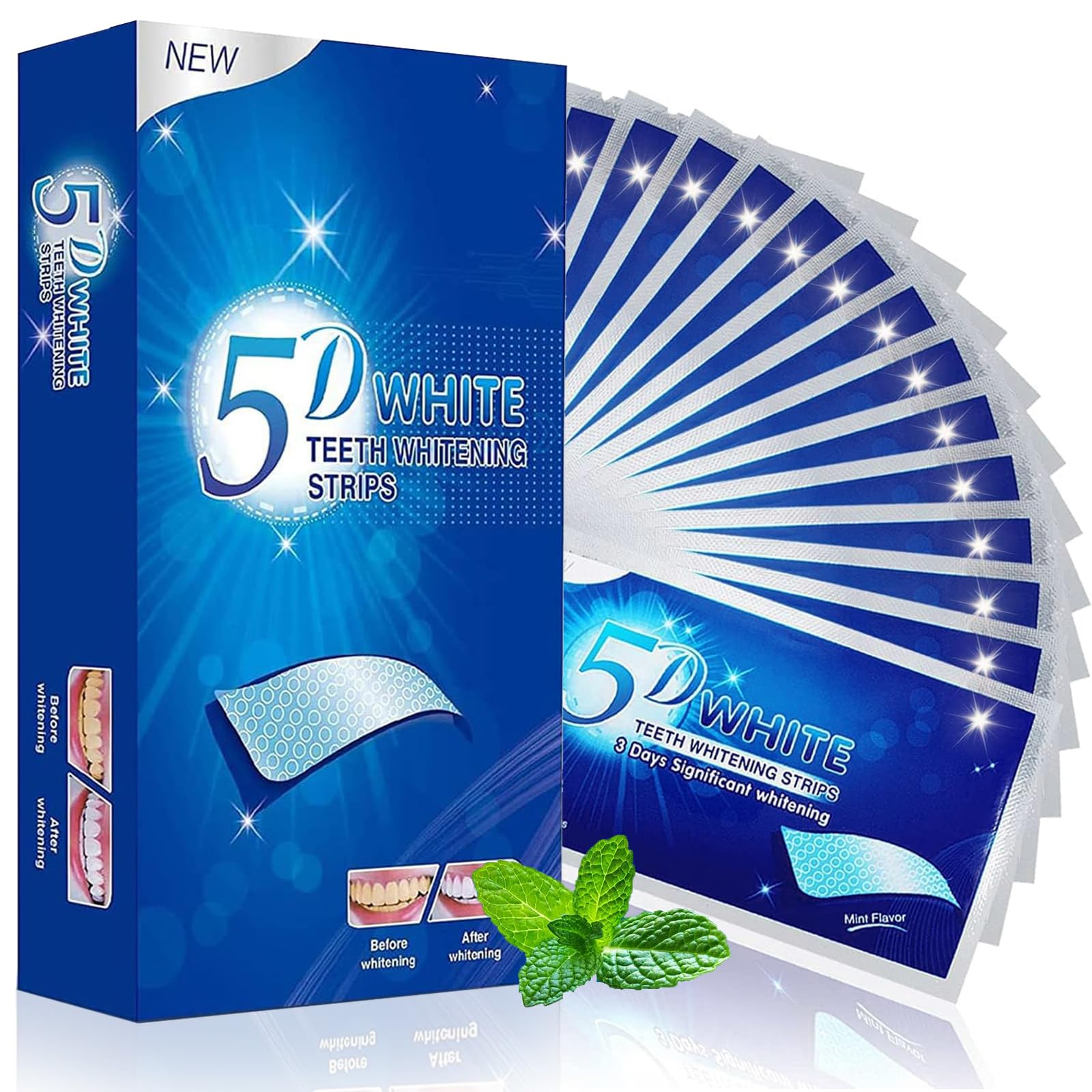 28 Strisce Sbiancanti Denti Professionali, Senza Teeth Sbiancamento Dei Denti, Whitening Strips per Sbiancamento Delicato, Facile Uso a Casa o in Viaggio