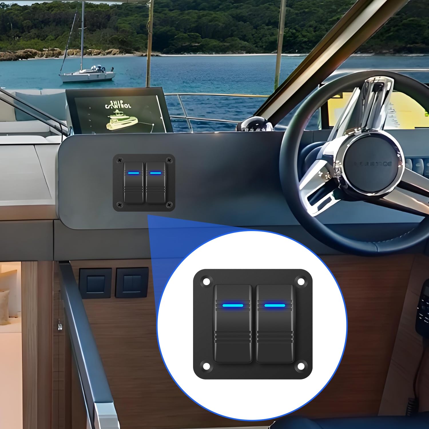 Panel Light Rocker Switch Snapklik.com : KEING 2 Gang Rocker Switch Panel 12V Marine Boat Switch ...