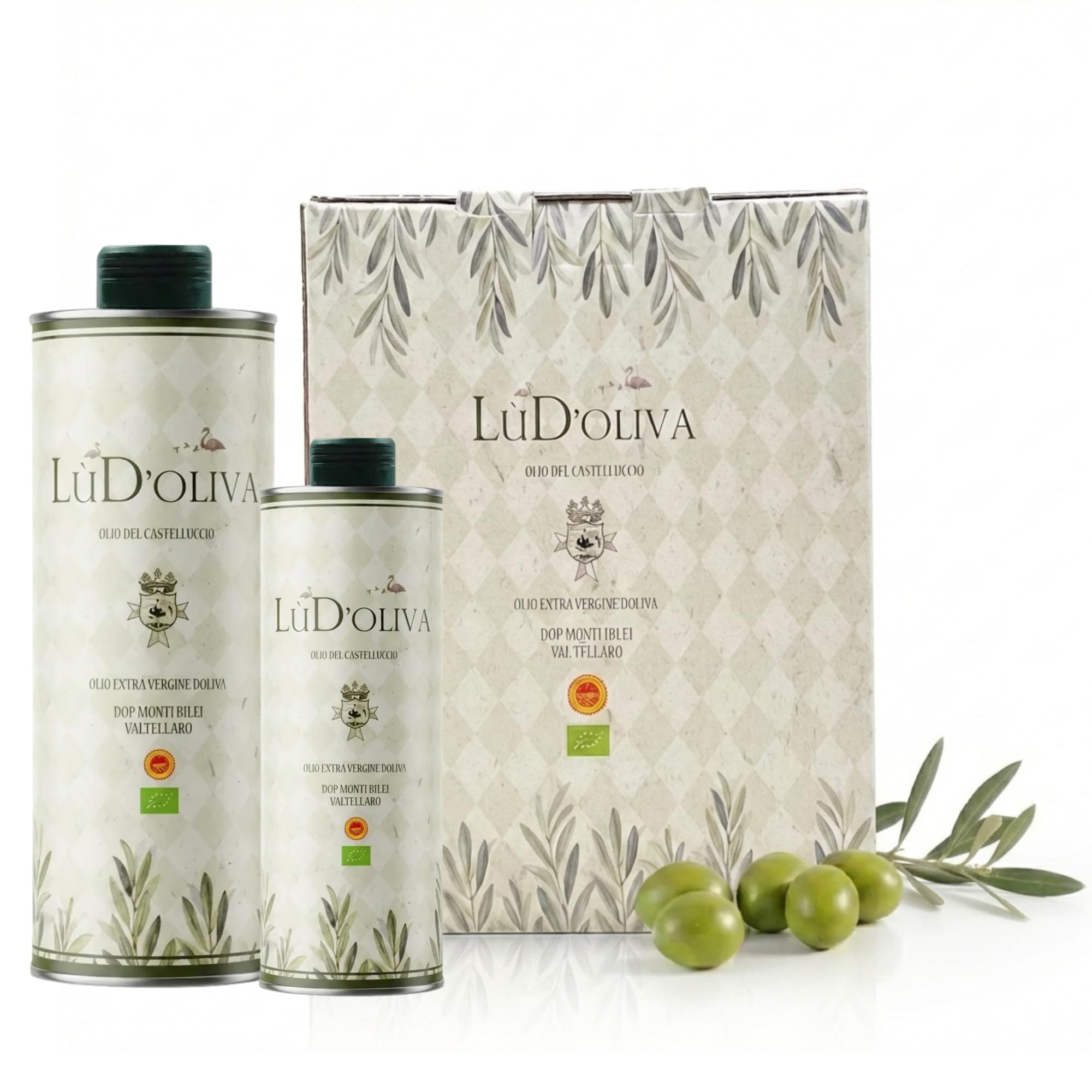 LùD'oliva Bio Olivenöl Extra Vergine Set: 3L + 750ml + 250ml Kanister | DOP Sizilien, Moresca & Biancolilla, Kaltgepresst | Italienische Feinkost