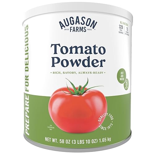 Augason Farms Lata de tomate en polvo, suministro de alimentos de emergencia, comidas diarias, 329 porciones