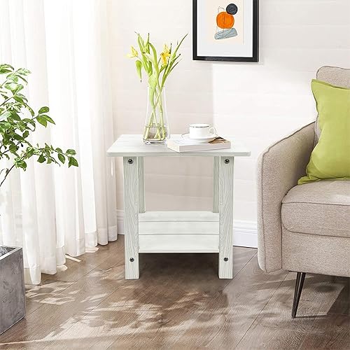 Miniatura 6 de Mesa auxiliar para exteriores, mesa auxiliar Adirondack doble pequeña resistente a la intemperie, mesa auxiliar para interiores y exteriores para