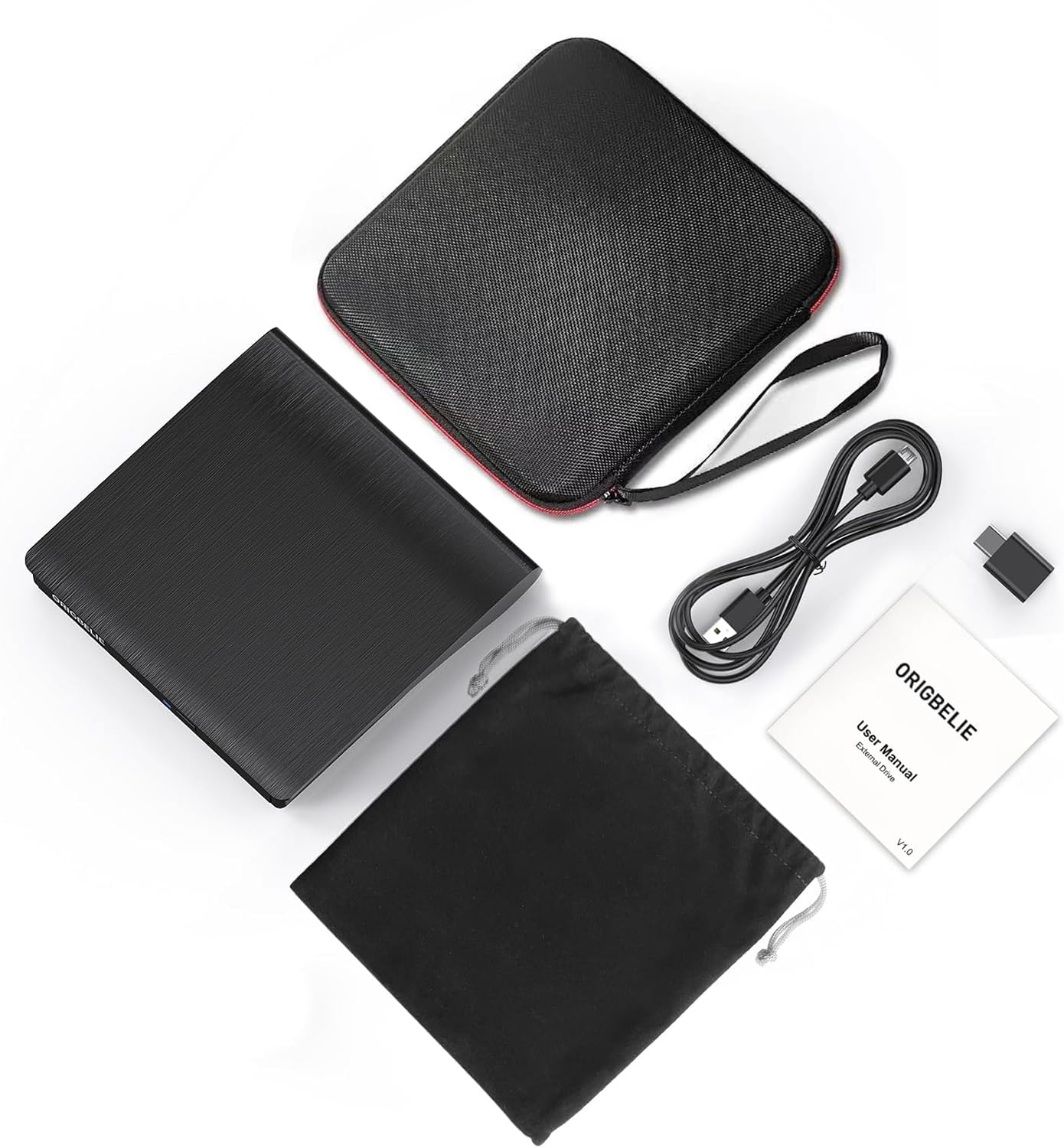 ORIGBELIE Lector CD DVD Externo USB 3.0, CD DVD +/- RW Grabadora DVD Externa, Ultra Delgado Regrabadora DVD Externa para Computadora Portátil/Escritorio/PC Windows 11/10/8/7/XP Linux Mac OS, con Caja