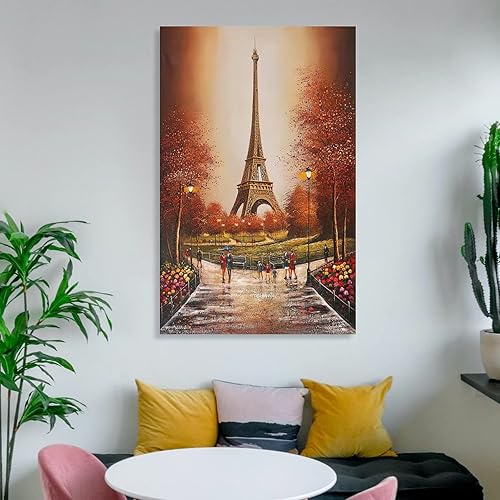 Miniatura 6 de Arte de la Torre Eiffel, paisaje urbano de París al atardecer, póster de Francia, hermoso paisaje urbano famoso, impresiones artísticas de pared