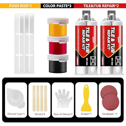 Miniatura 2 de Kit de reparación de azulejos (color a juego), kit de reparación de porcelana para cerámica, acrílico, fibra de vidrio, cuarzo, mármol y más, kit de