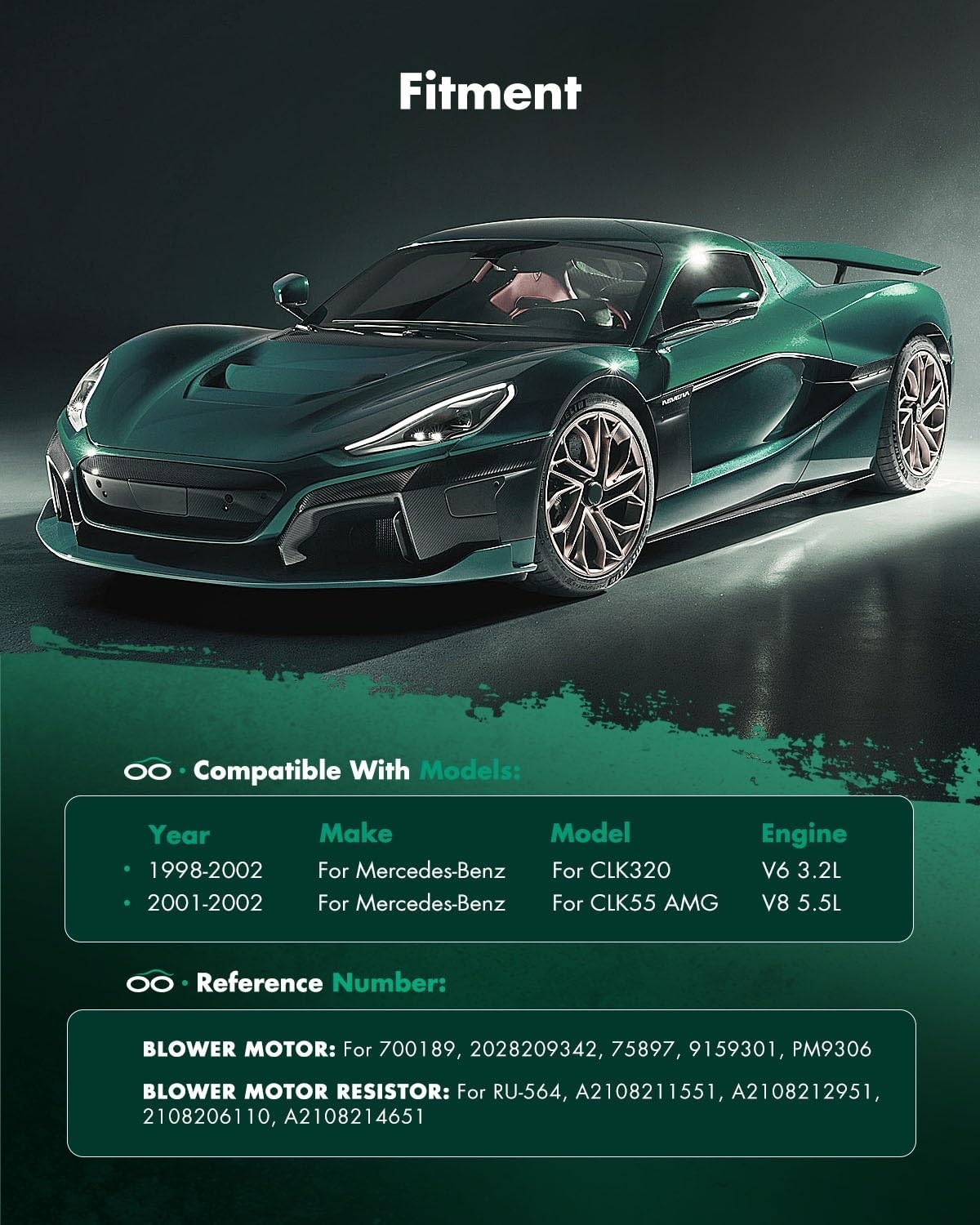 SCITOO HVAC Heater Blower Motor and Resistor Assembly Compatible For Mercedes-Benz For CLK320 1998-2002, Replace# 700189 RU-564