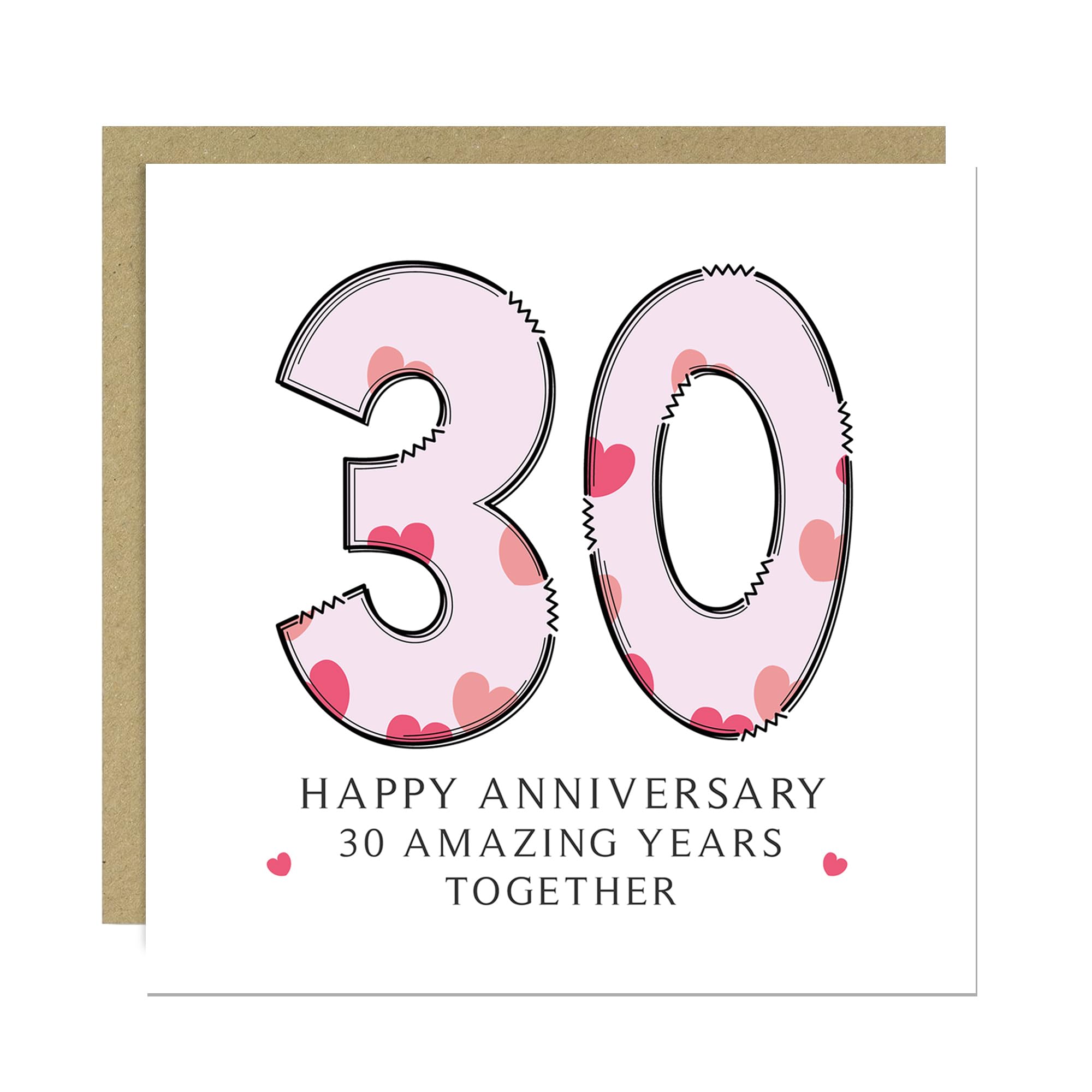 RED OCEAN Wedding Anniversary Card With Envelope Included 1st 2nd 3rd 4th 5th 10th 20th 30th 40th 50th Anniversary Cards For Husband Wife Couple Boyfriend Girlfriend (30th Anniversary Card)