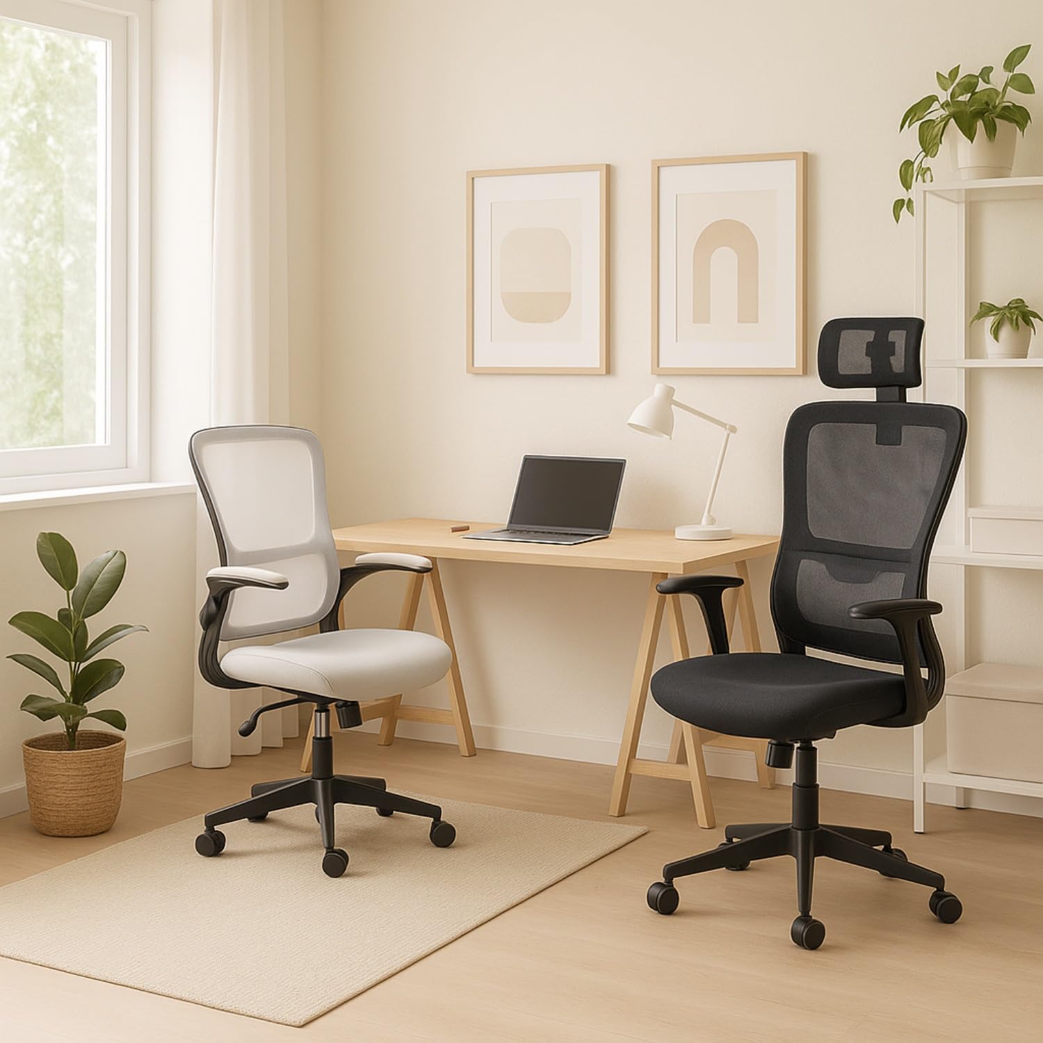 7H SEVEN HOUSE - Silla de Escritorio Ergonómica ErgoFlex Pro, Reposacabezas, Respaldo Transpirable, Altura Ajustable, Reclinable, Soporte Lumbar, Reposabrazos y Ruedas, Negro/Gris Oscuro/Gris Claro