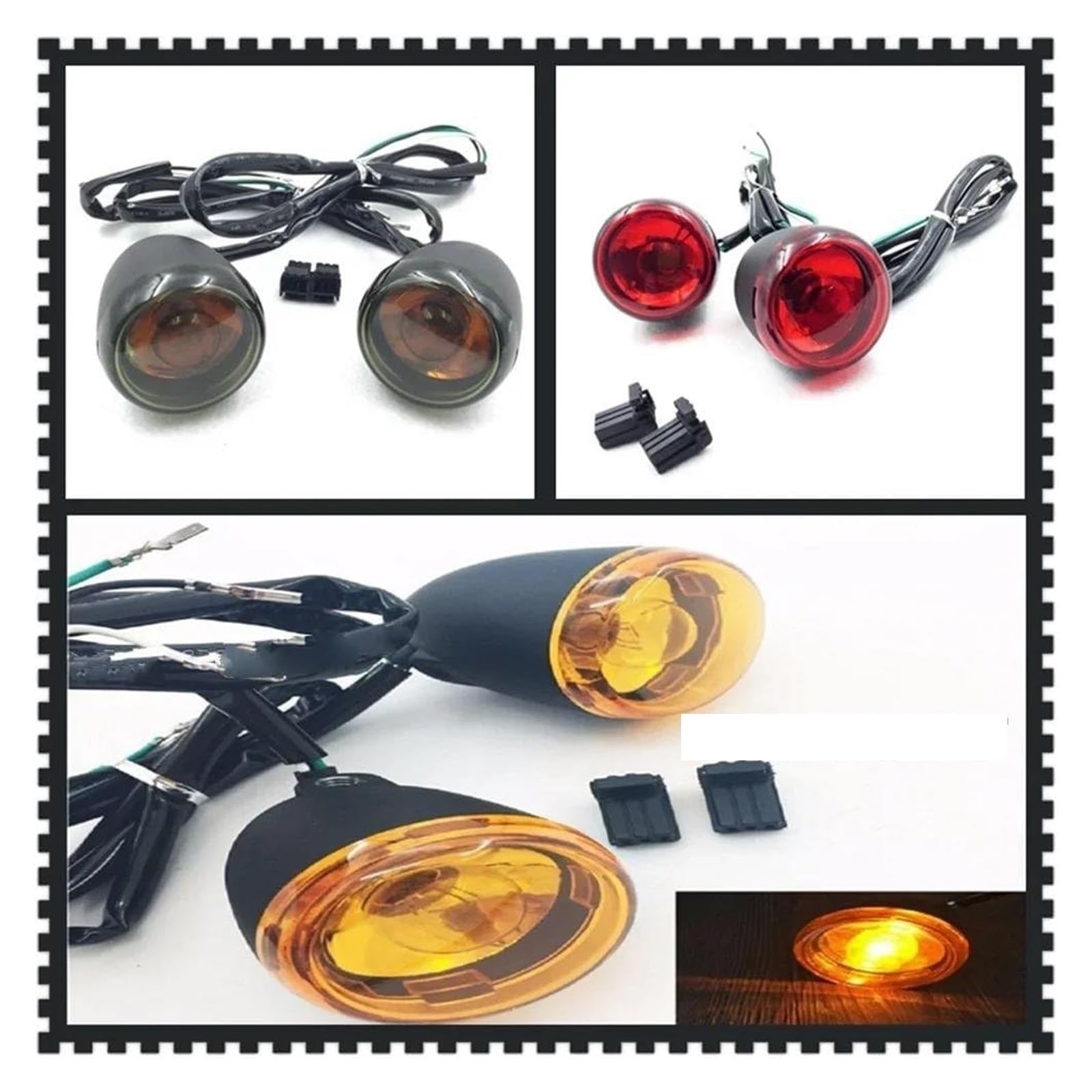 Motocicletta Direzione Lampada per Harley per Sportster XL 883 1200 1992-2016 Ricambi per Moto Indicatore di Direzione Anteriore Funzionamento(Yellow)