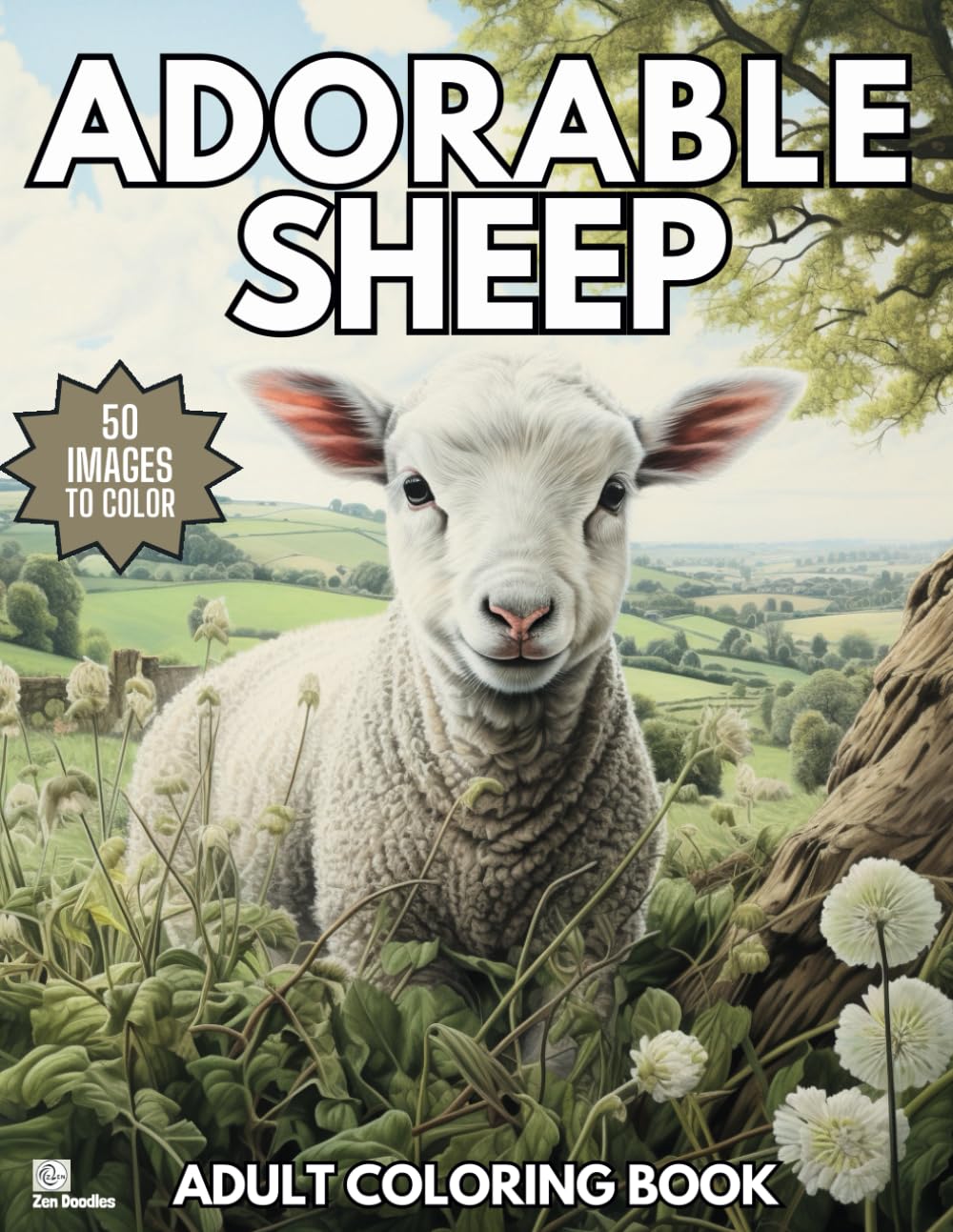 Adorable Sheep: Relaxing Grayscale Coloring Book for Adults and Teens (Grayscale Farmyard Animals)