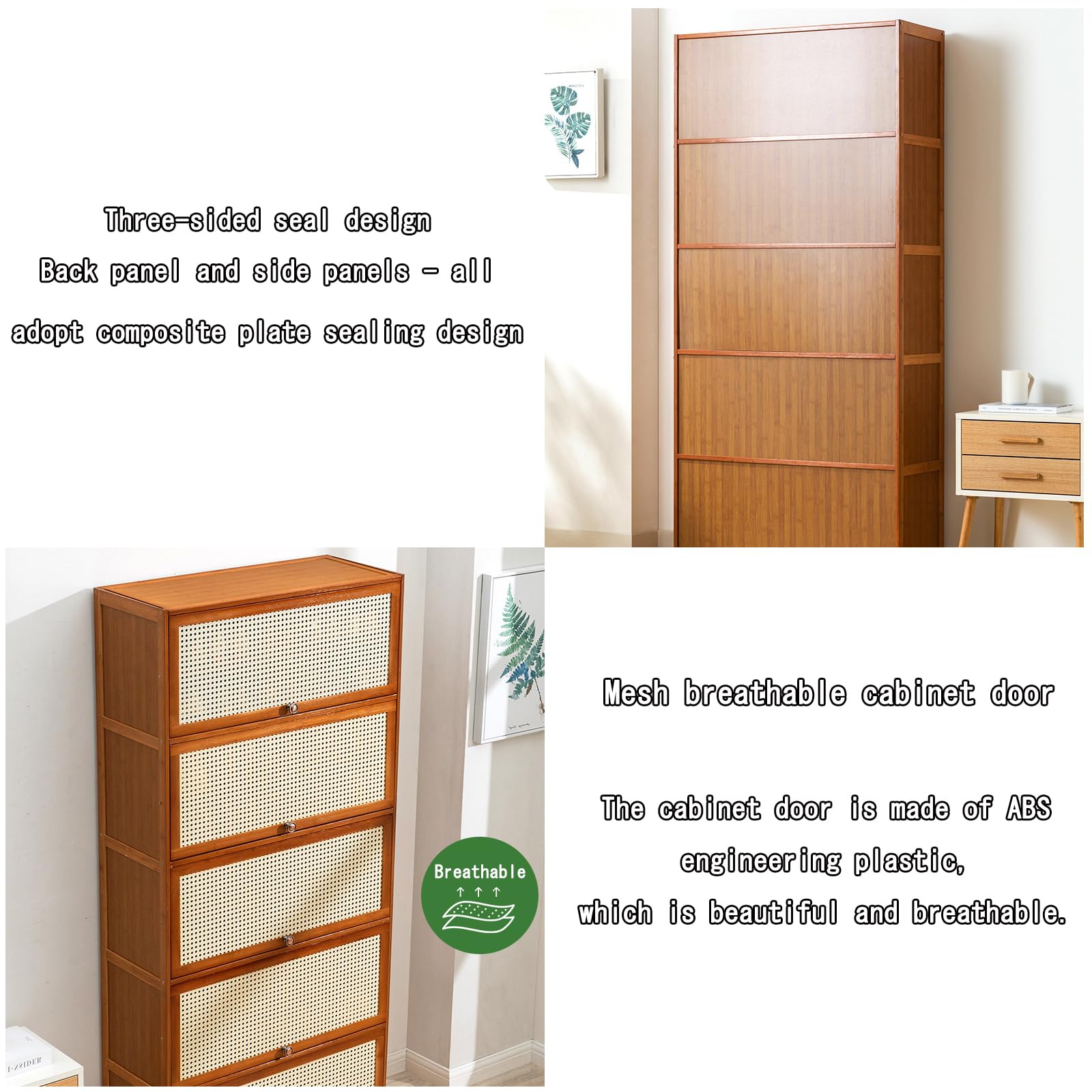Generico Elegante scarpiera in bambù – Organizzatore salvaspazio per Scarpe con Ante Traspiranti per corridoio e Camera da Letto, Ideale per l'ingresso e Soluzione Moderna per l'arredamento della CAS