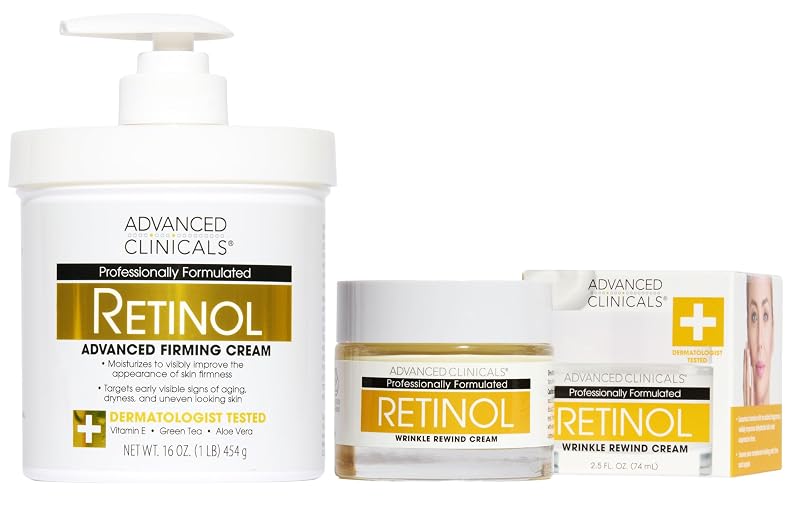 Advanced Clinicals Conjunto de cuidados com retinol para rosto e corpo, 2 peças