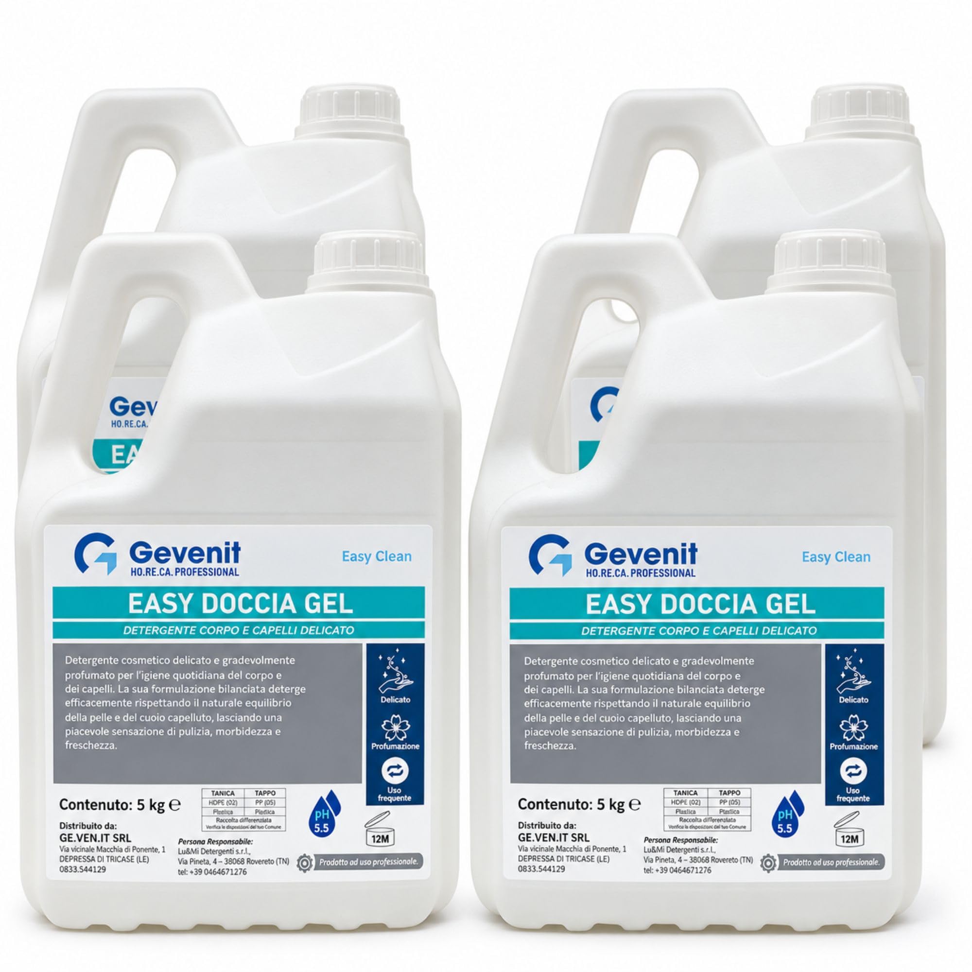 Easy Doccia Gel Corpo e Capelli 5 kg, Confezione 4 Pezzi
