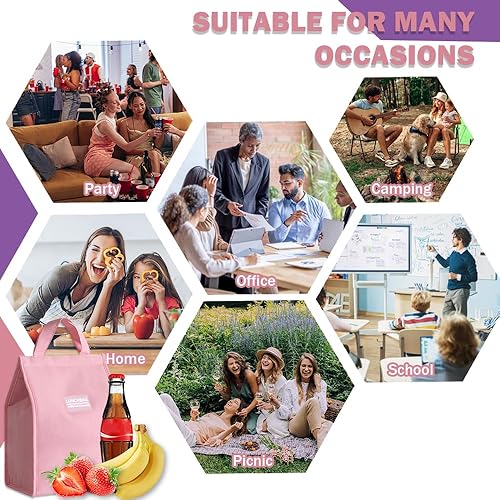 Miniatura 7 de Lonchera aislada, rosa, reutilizable, pequeña, ligera, a prueba de fugas, para mujeres y hombres, perfecta para el trabajo, oficina, viajes, picnic