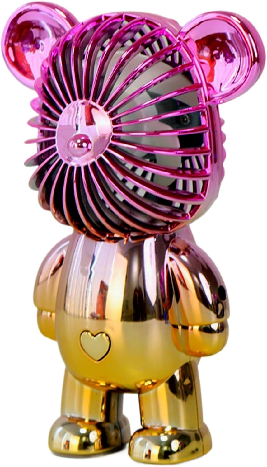 Generic Handheld Mini Fan, Portable Personal Bear Fan USB Rechargeable Battery Powered Desk Fan with 3 Speeds Adjustable for Home, Outdoor, Office, Travel, Summer, Kids Girls (Gold), Small