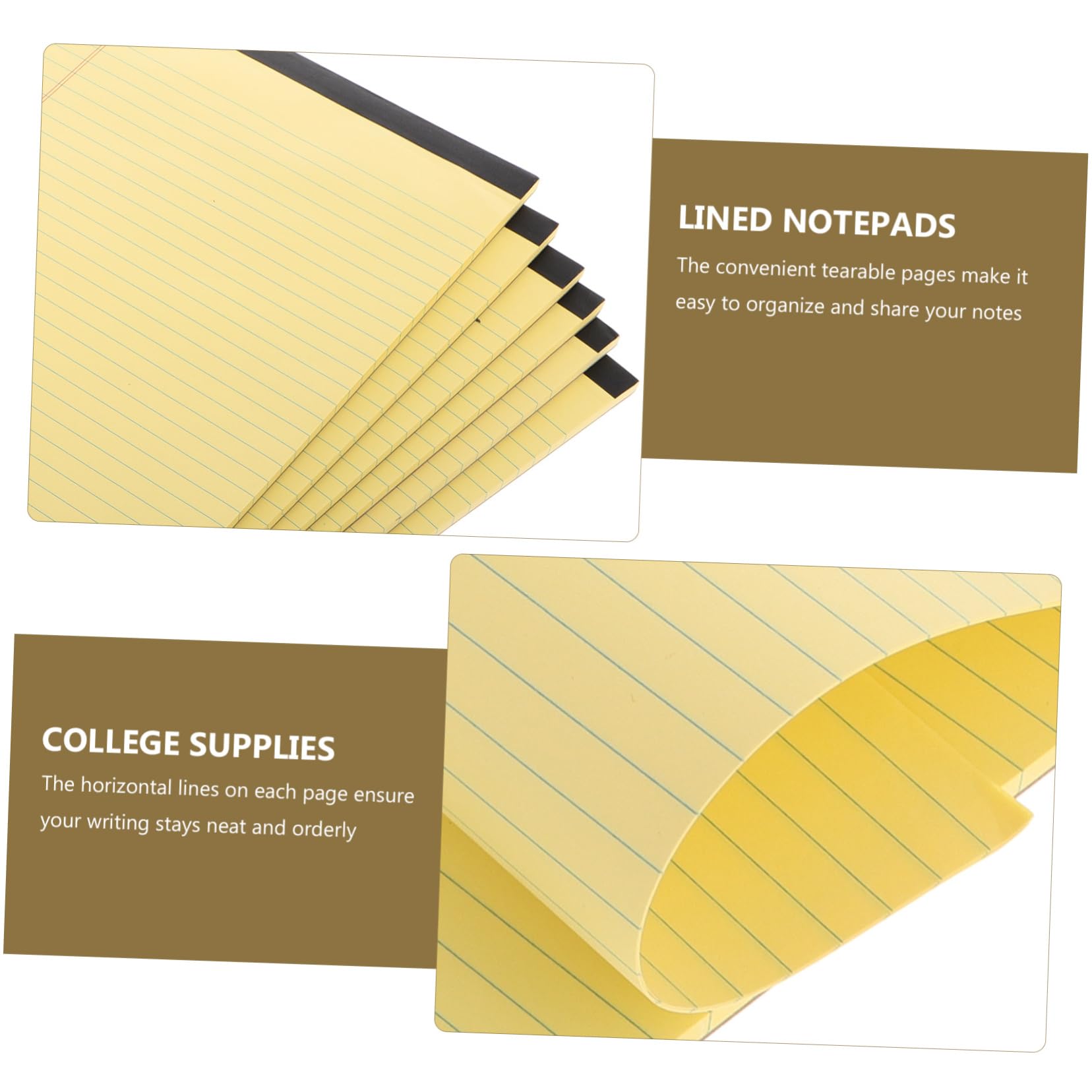 Uonlytech Blocchi per Note A4 Gialli 6 Pezzi Pagine a Righe e Design Strappabile in Pasta di Legno, Quaderno per Studenti e Professionisti, per Ufficio e Journaling