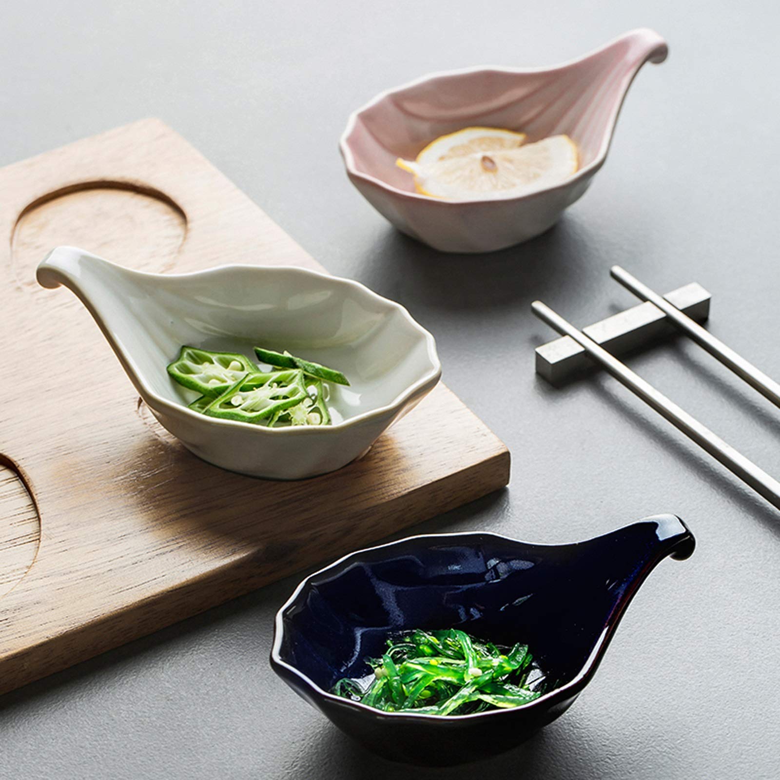 Dipschälchen Keramische Dip-Bowls Set 5 Packungen Soja-Sauce-Teller Mehrzweck-Seitenteller Schüssel Gewürzgerichte Soja-Dip-Sauce-Gerichte 4,6-Zoll-kleine Pinch-Schüsseln für die Küchenvorbereitung Sa