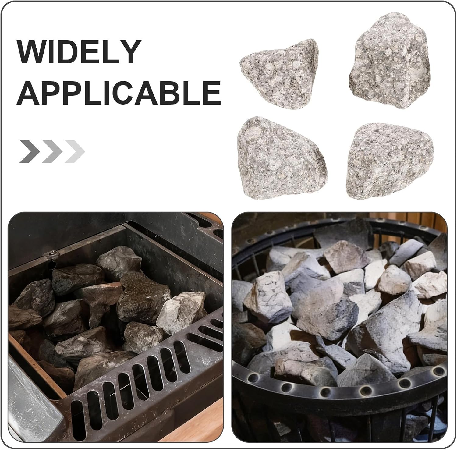 4pcs Irregular Heating Stone Rocks for Sauna Heat Retaining Sauna Rocks for Wood Burning Or Stove - Lava Volcanic Stones Steam Room Accessories 5-8cm