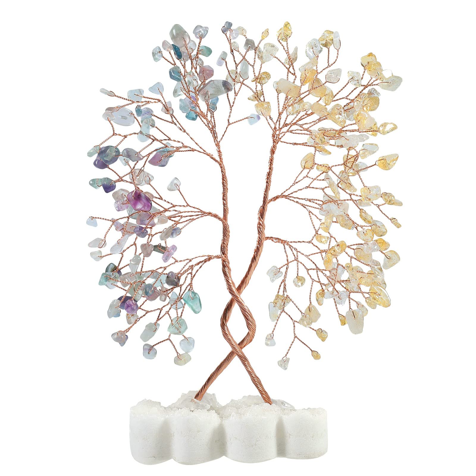 Arbre de vie en citrine mookaitedecor, cadeau de mariage romantique en quartz et fluorite