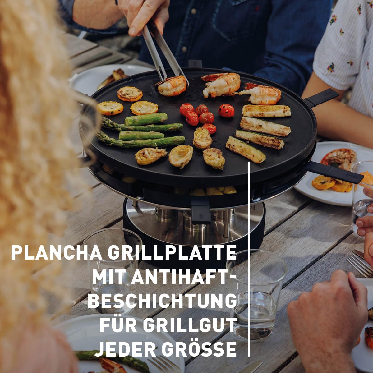 höfats - CIRCLE 35 Tischgrill Pro mit Pfännchen-Set - Indoor & Outdoor Plancha Grill - Bis zu 4 Stunden ortsunabhängiges Barbecue ohne Strom & Kohle, stufenlose Temperaturkontrolle - Ø35 cm