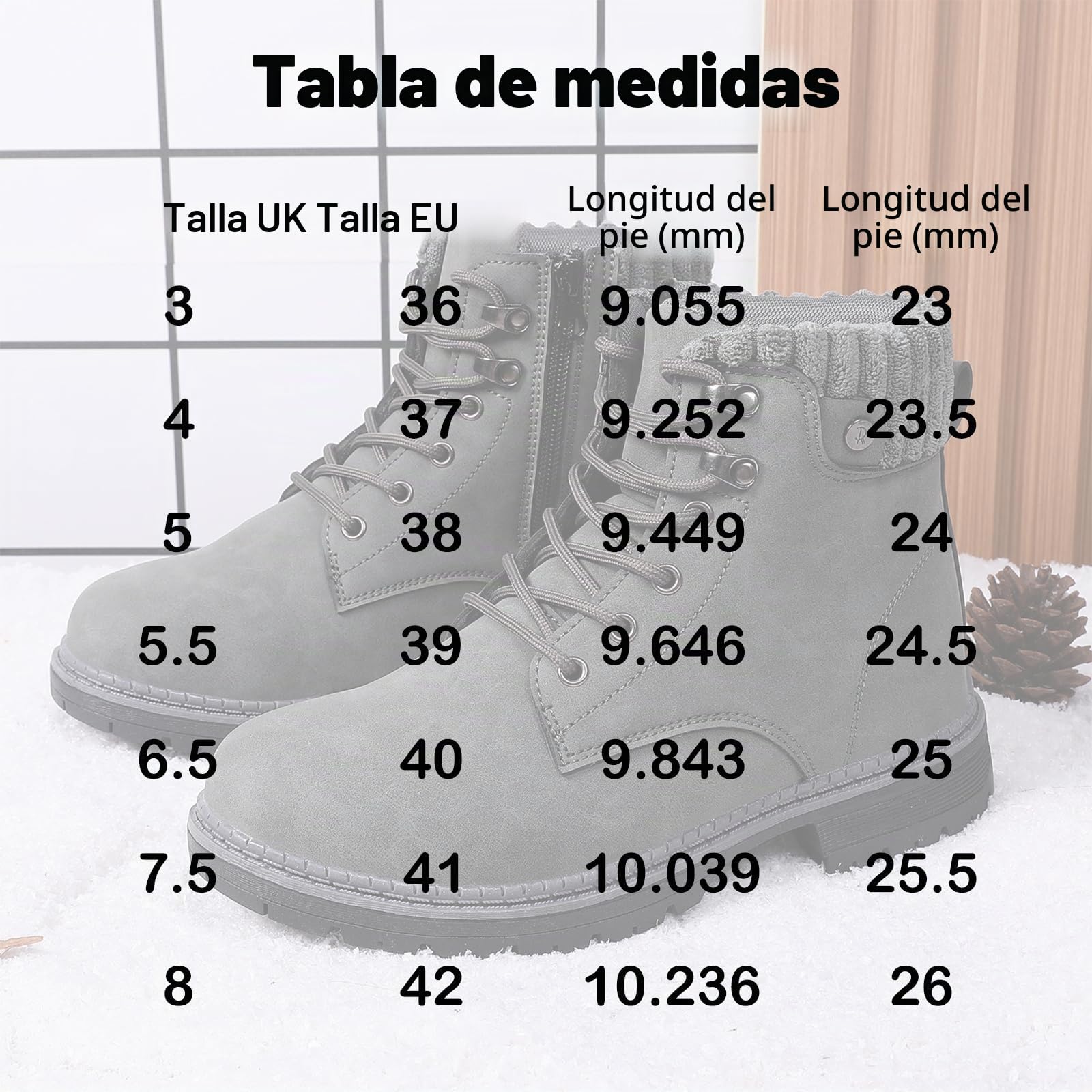 Mujeres Senderismo Nieve Invierno Botas Impermeables Botines de Nieve Senderismo Botas Calientes Fur Forro Boots Outdoor Antideslizantes Trekking Zapatos Gris 39EU