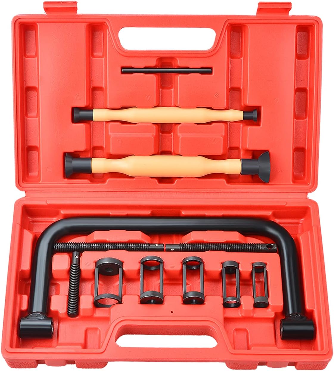12pcs Valve Spring Compressor Tools with Valve Lapping Tool Set Automatic Compression C Clamp Tool Service Kit with Grinding Stick Tool