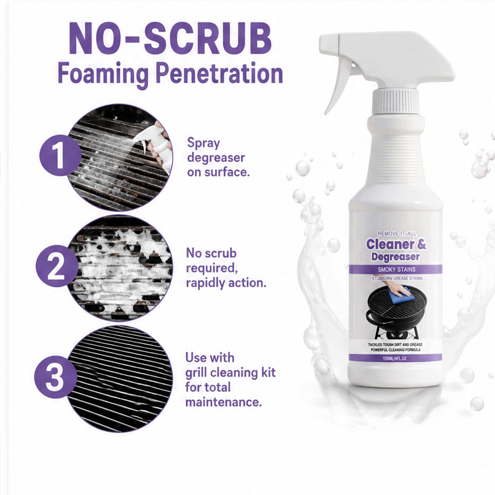 Eavy Duty Kitchen Degreaser Spray, BBQ Grill Cleaners Spray, Griddle Cleaner, Oven Degreasers, Stove Degreaser, Fast Acting Degreasers Sprays, No Scrub Cleaner (5 stücke)
