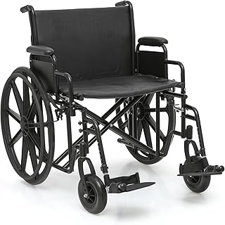 monicare Wide Foldable Bariatric Wheelchair for Adult 500-lbs Heavy-Duty Folding Transport Self-Propelled Wheel Chair with 24-Inch Seat - Buy now