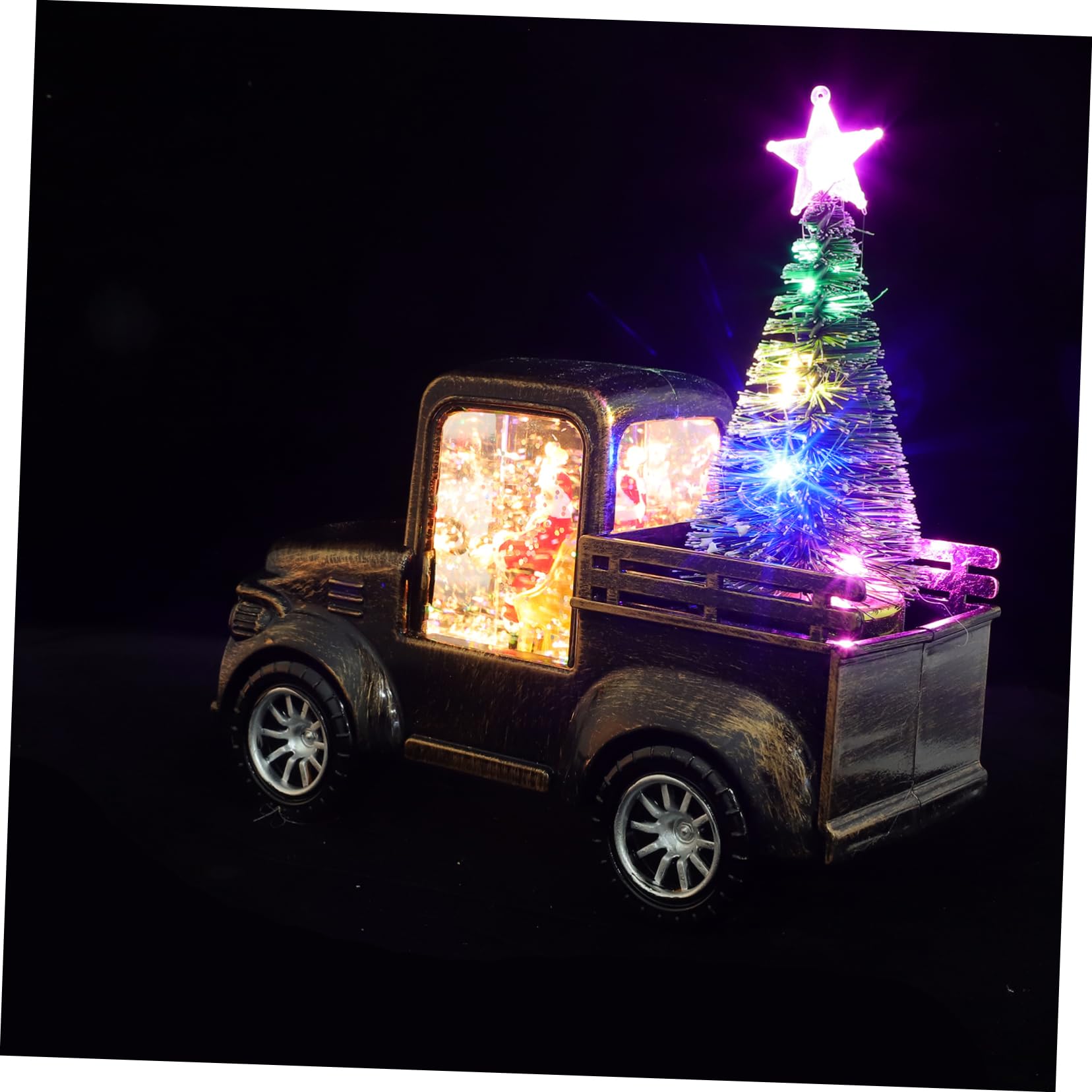 OFFSCH Santa Claus Figurine Glowing Christmas Tree Tabletop Light for Holiday Decor Unique Christmas Scene Prop for Home Desk Shelf Decoration