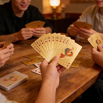 Durability Gold Foil Playing Cards with Cartoon Zodiacs Animals Waterproof Card for Gatherings Resilients Playing Cards