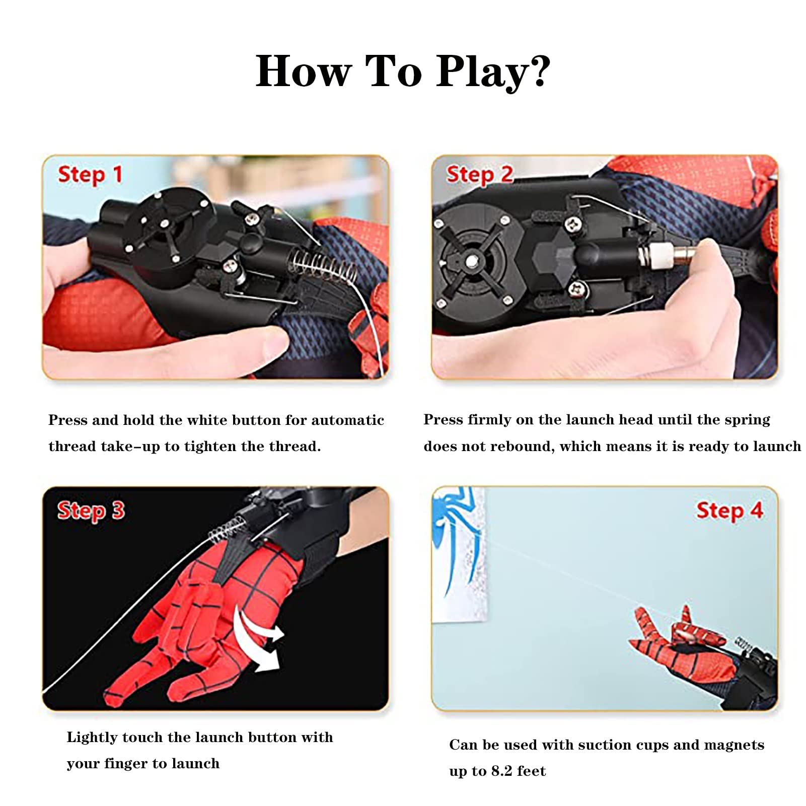 supeo Spider Web Shooter Wrist Toy-Rope Launcher, USB Recharger, Spider Web Shooters, Superhero Role-Play Great Gift for Man and Kids
