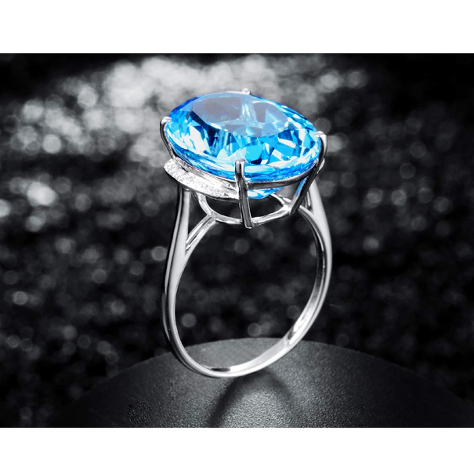 Beydodo Pierścionki damskie białe złoto 750 duży owalny topaz 16 ct obrączki ślubne białe złoto pierścionek diament e białe złoto, 65 cm (20,7 cala), colore: białe złoto, cod. TLLWGZ4285