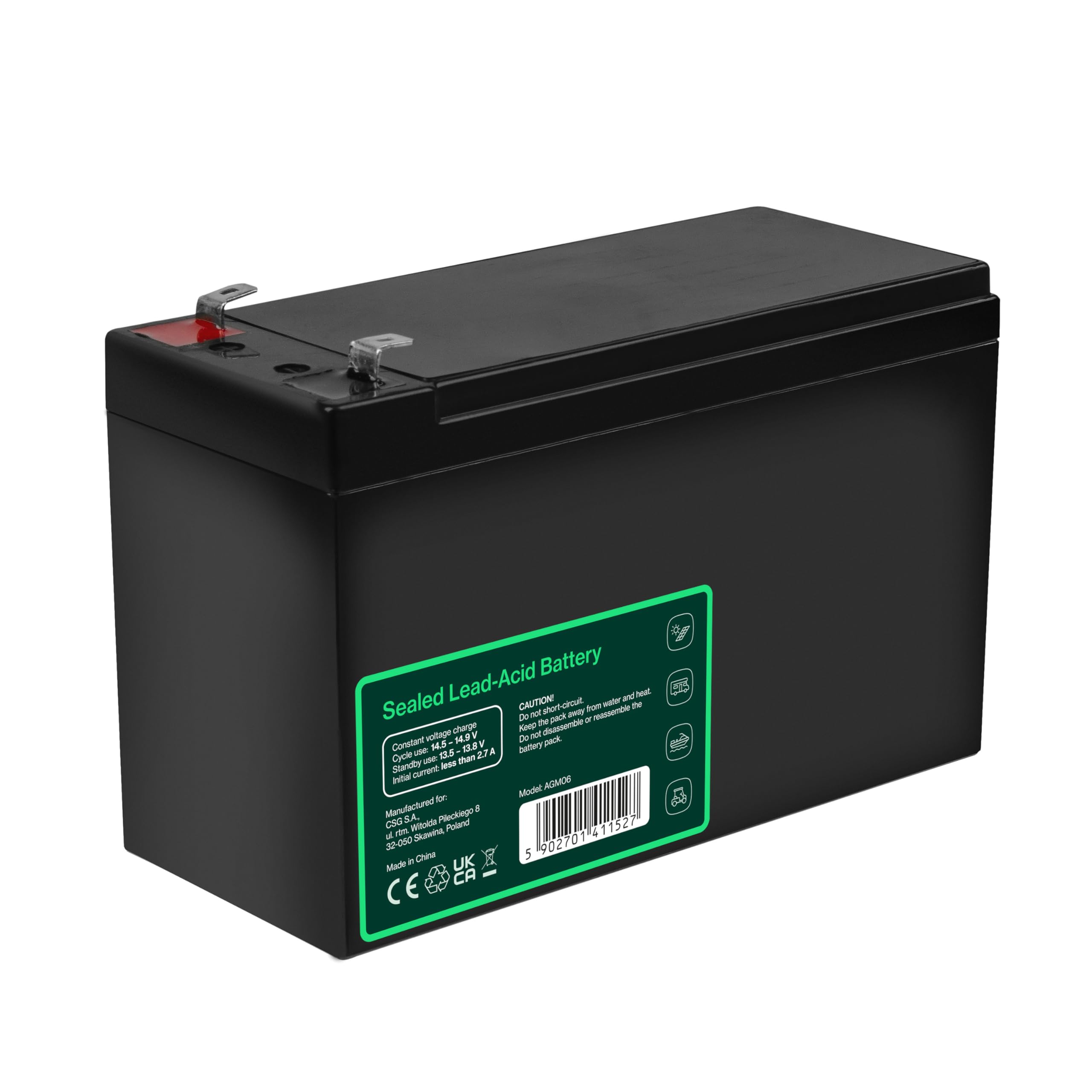 Green Cell Batteria AGM 12V 9Ah ricaricabile sigillata VRLA | Per UPS, allarmi, giocattoli elettrici, impianti solari, scooter, backup e uso ciclico senza manutenzione