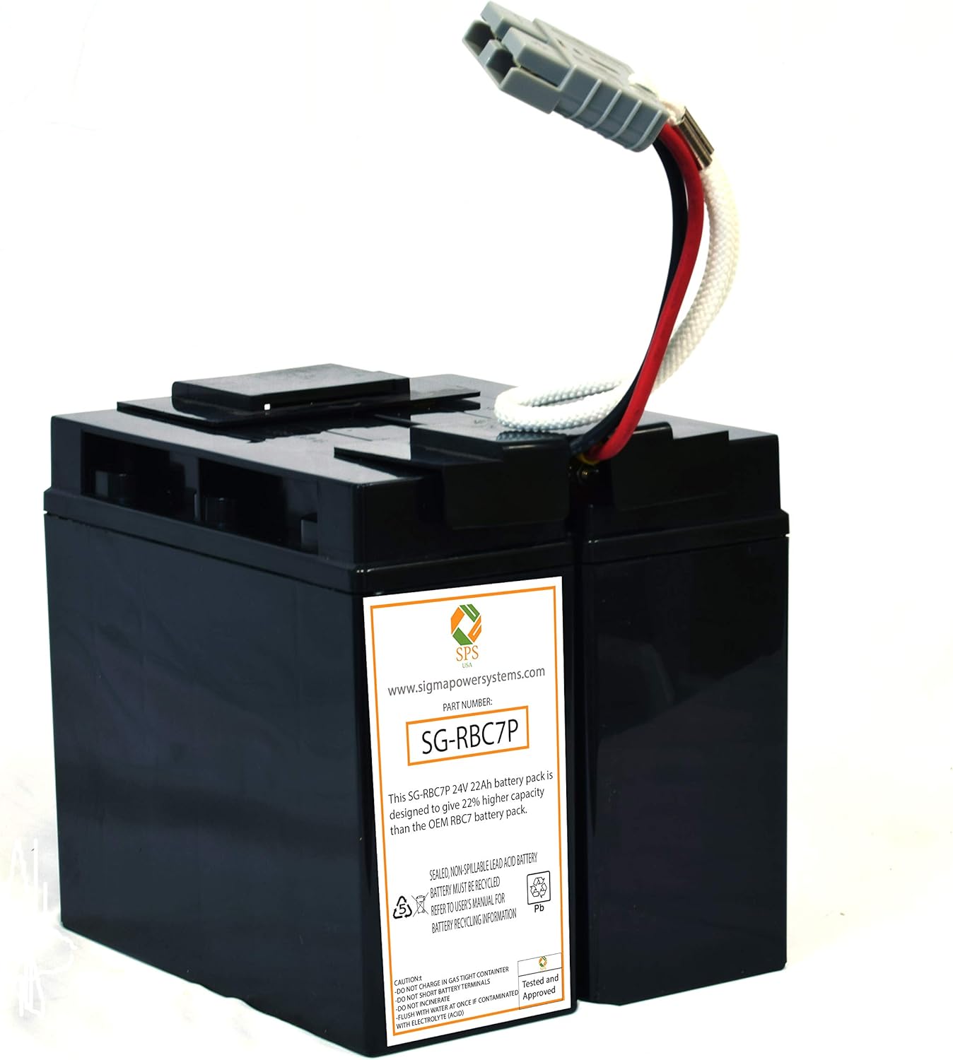 SPS Brand Replacement Battery Cartridge for APC RBC7, 24V