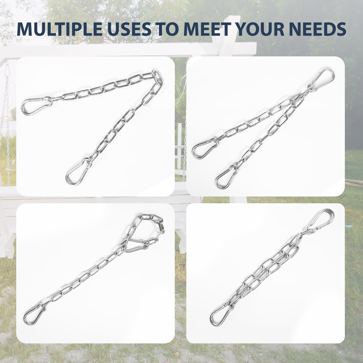 KOMUSMO 2 Pack Hanging Chair Chain with 4 Carabiners, 26in Stainless Steel Heavy Duty, 440LB Capacity, Playground Swing Set Hanging Kits Hardware for Hammock Swing Punching Bags Sandbag Boxing 7 71rgnyT22IL. AC SL1500