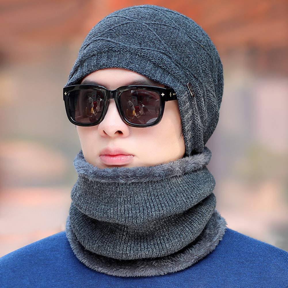 Cappello Lavorato A Maglia Cappello da Uomo Inverno Caldo E Freddo Paraorecchie All'Aperto Turbante più Cappello in Maglia Spessa di Velluto