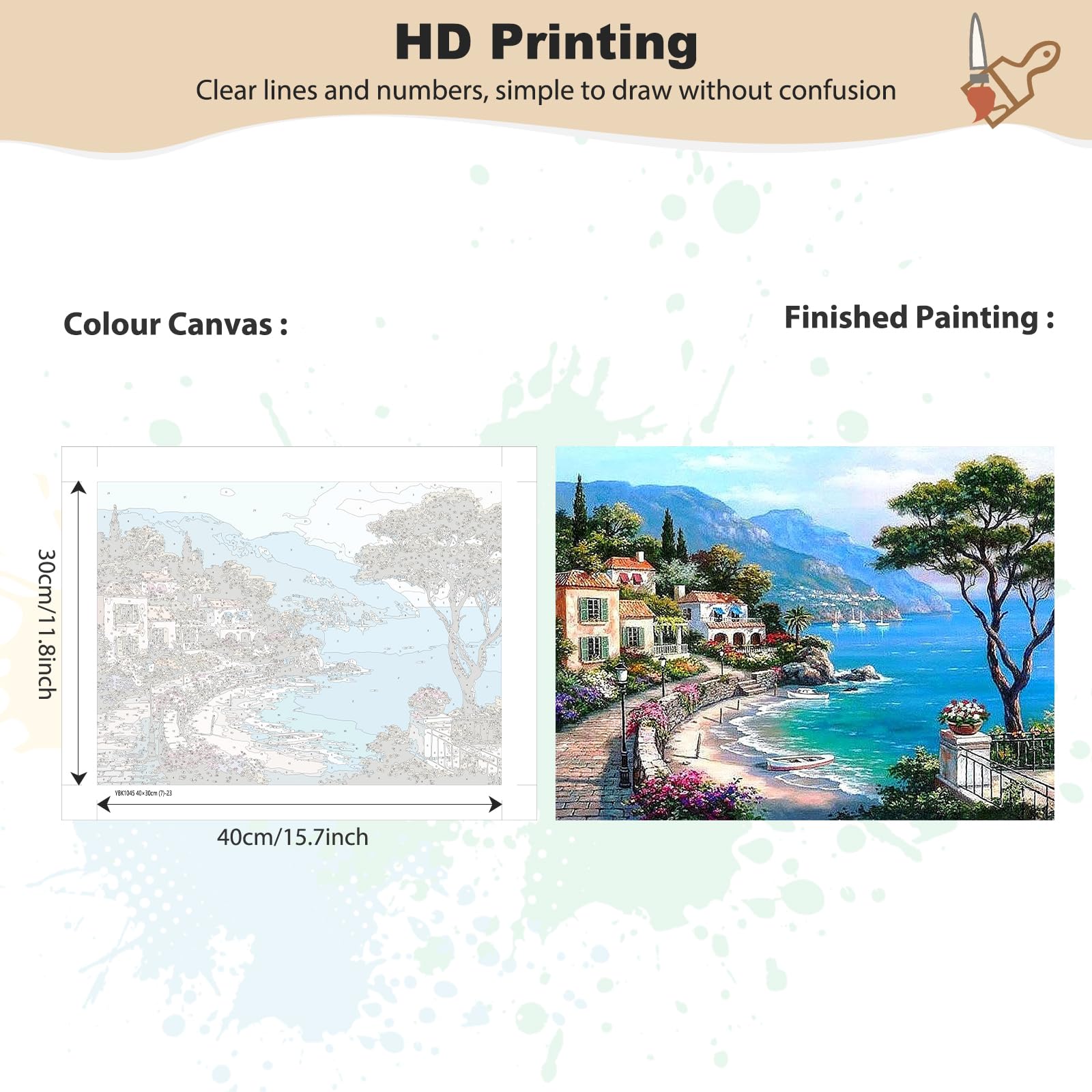 Peinture Par Numéro Adulte – Paysage De Rue 30x40 Cm – Kit Acrylique Complet (Toile, Pinceaux, Pigments) – DIY Déco Murale