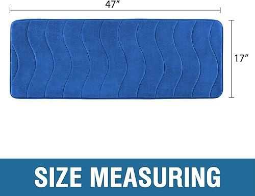 Vista 180 de Flamingo P Tapete de baño de espuma viscoelástica, extra largo, antideslizante, absorbente de agua, grueso, suave, lavable, 47 x 17 pulgadas