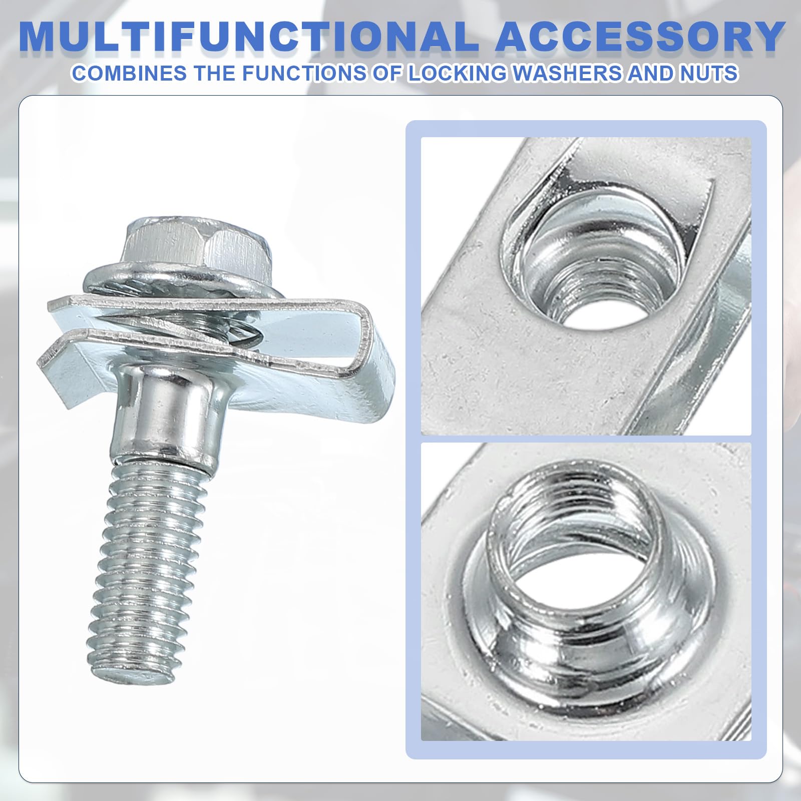 PATIKIL M6-1 Bolt and U-Nut, 10 Pcs Extruded U Nut & Body Bolt Kit Fastener Hardware for Automotive Metal Cars Motorcycles - Image 4