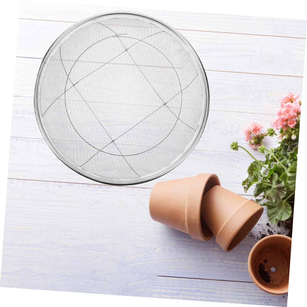 Gatuida Setaccio per Terreno in Acciaio Inox 42 Cm, Setaccio a Maglie 2 Mm per Giardinaggio, Filtro Manuale per Rocce e Sabbia, Utensile Leggero per Orto e Attività All’aperto