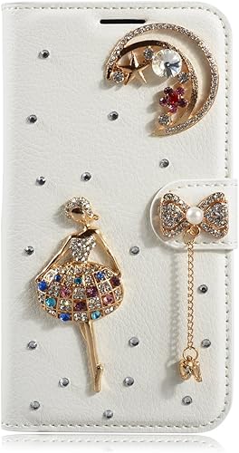 Oppo A54 5G - Funda de piel sintética para Oppo A74 5GA93 5G, diseño de fuente de regalo con brillantina y diamantes de imitación, con función