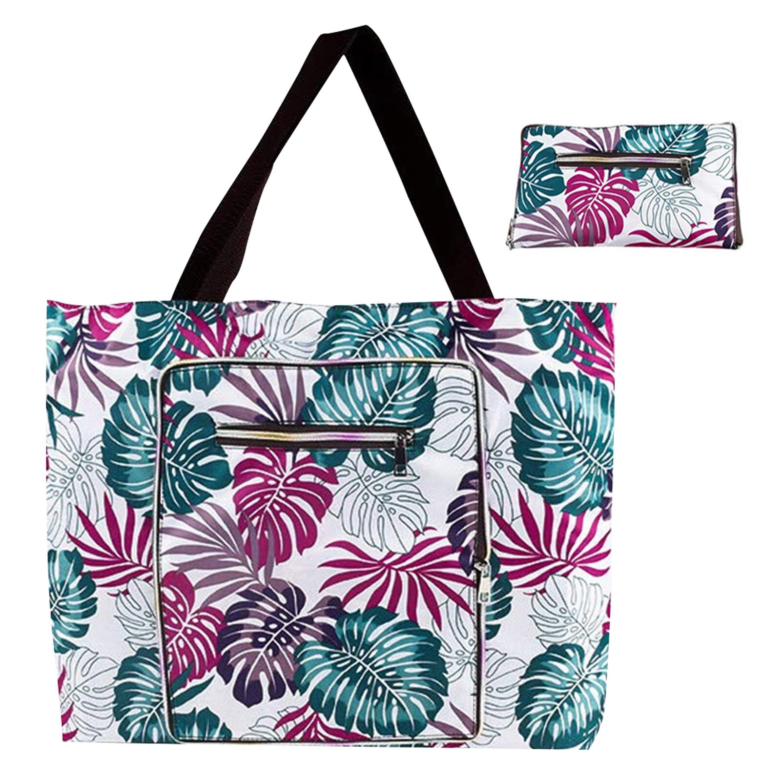 ireyfuBolsa de Playa, Bolsa Playa Grande Mujer con Cremallera Bolsillos, Plegable e Impermeable Bolso Playa, Capazo Playa para Vacaciones Viajes Escuela Yoga Trabajo Compras