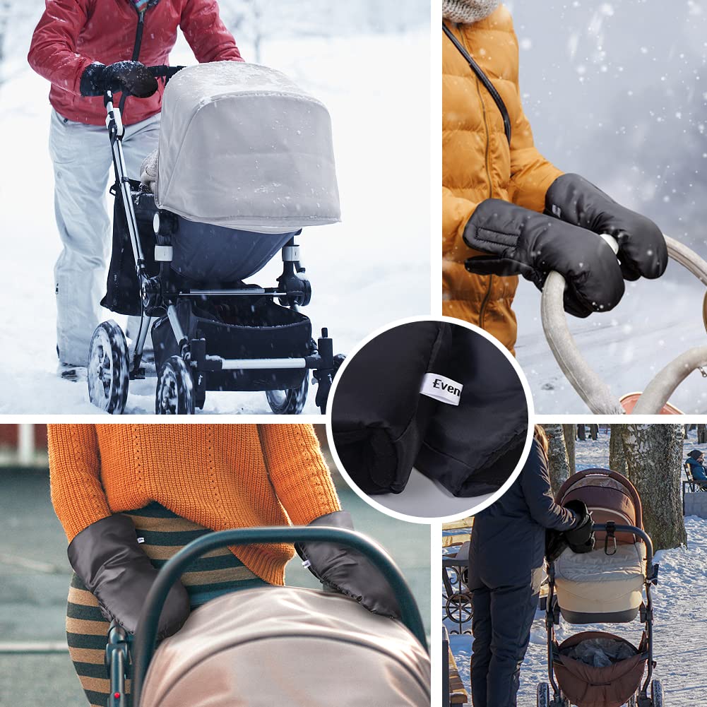 Guanti da passeggino universali per carrozzina, guanti antigelo per passeggino, guanti da golf per carrello per animali domestici, scaldamani impermeabili con gancio per passeggino, nero