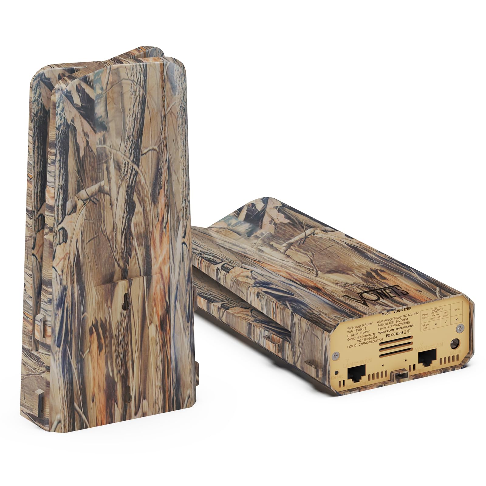 VONETS VBGO1200 Pont WiFi d'extérieur industriel 1200 Mbps double bande longue distance avec Gigabit Ethernet et PoE, boîtier de camouflage pour caméras de surveillance extérieures, réseaux de