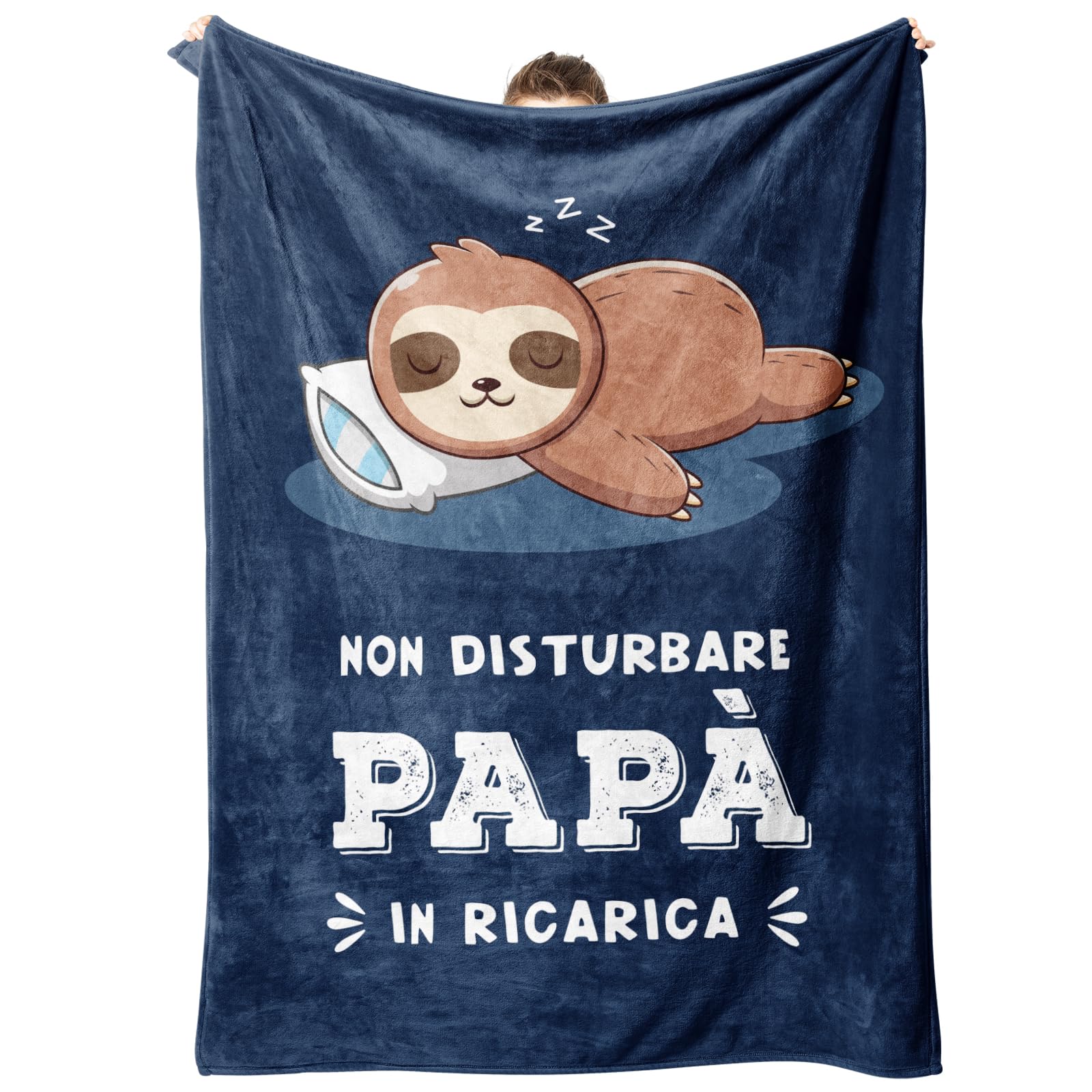 Niyewsor Regalo per Papà Coperta, Regalo Papa Compleanno, Festa del Papà, Natale Regali per Papa, Bradipo Coperta Flanella 130 x 150cm