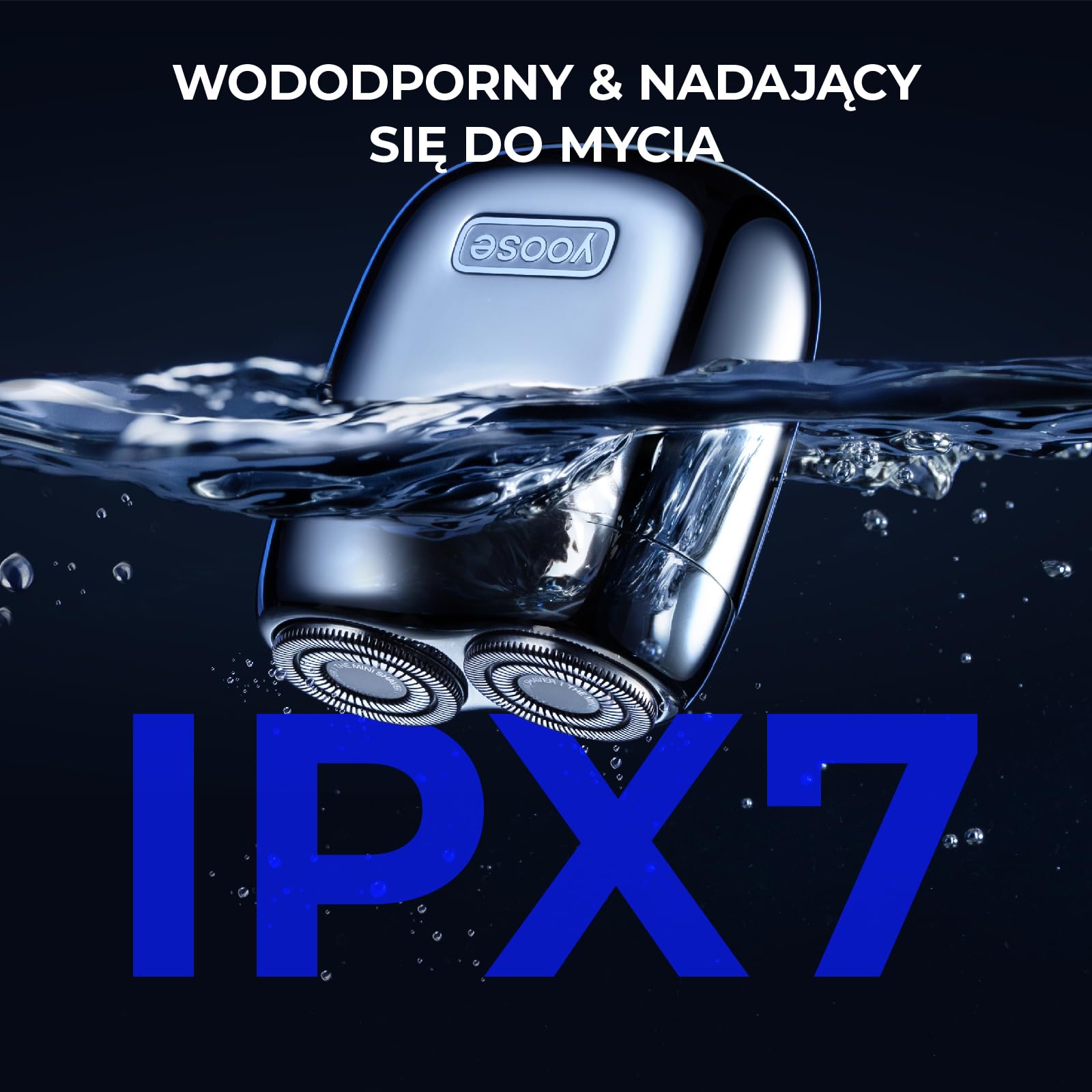 yoose Elektryczna Maszynka do Golenia dla Mężczyzn, IPX7 Wodoodporna z Ładowaniem USB-C & Magnetycznymi Główkami, Łatwa w Czyszczeniu - Do Podróży, Outdoor, Służbowych i Samochodu (Żółty)