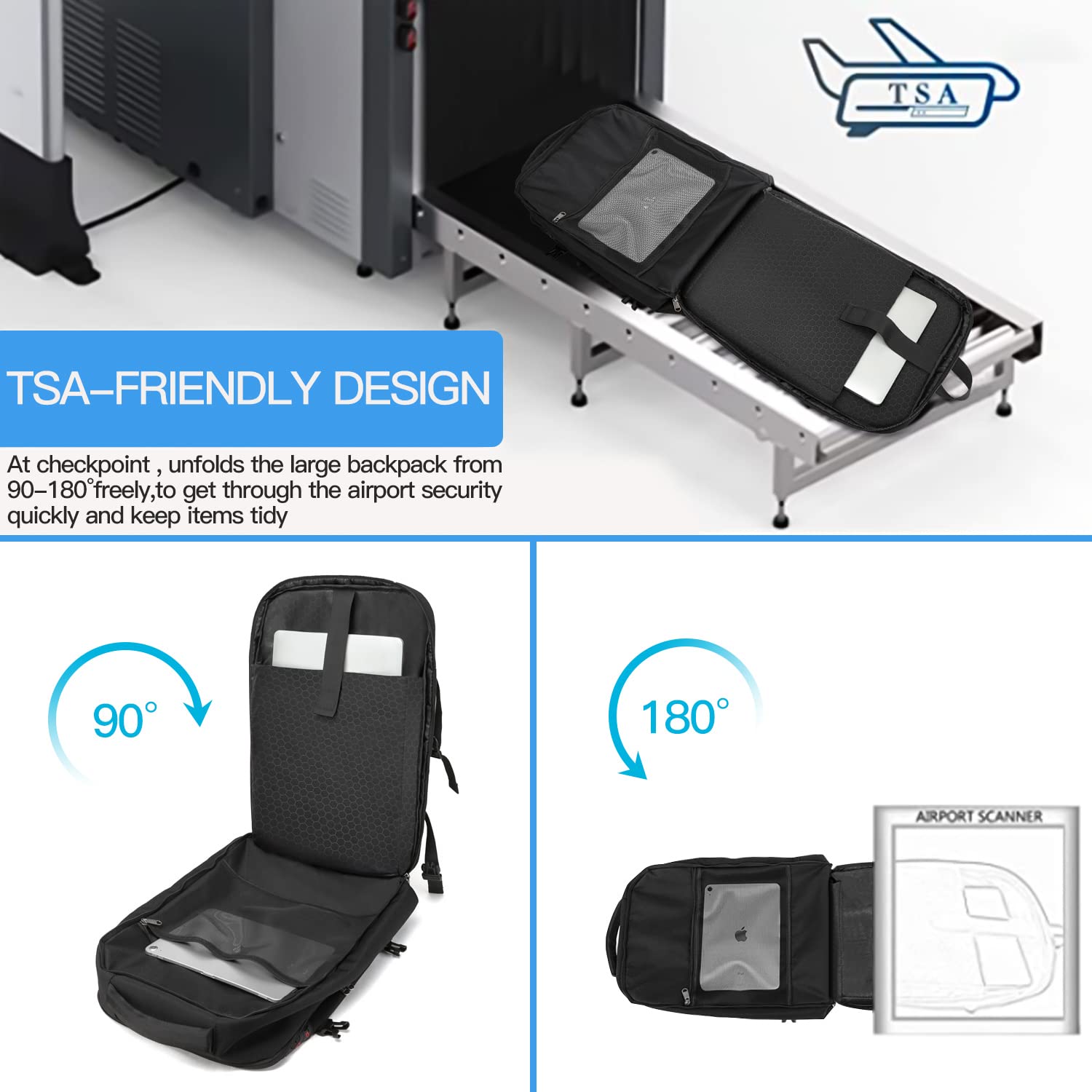 Della Gao Zaino Uomo Zaino per PC Portatile, Zaino Porta PC 15.6/17 Pollici Zaino Antifurto Impermeabile, Zaino Lavoro con Porta USB, Zaino PC per Universita Scuola Viaggio