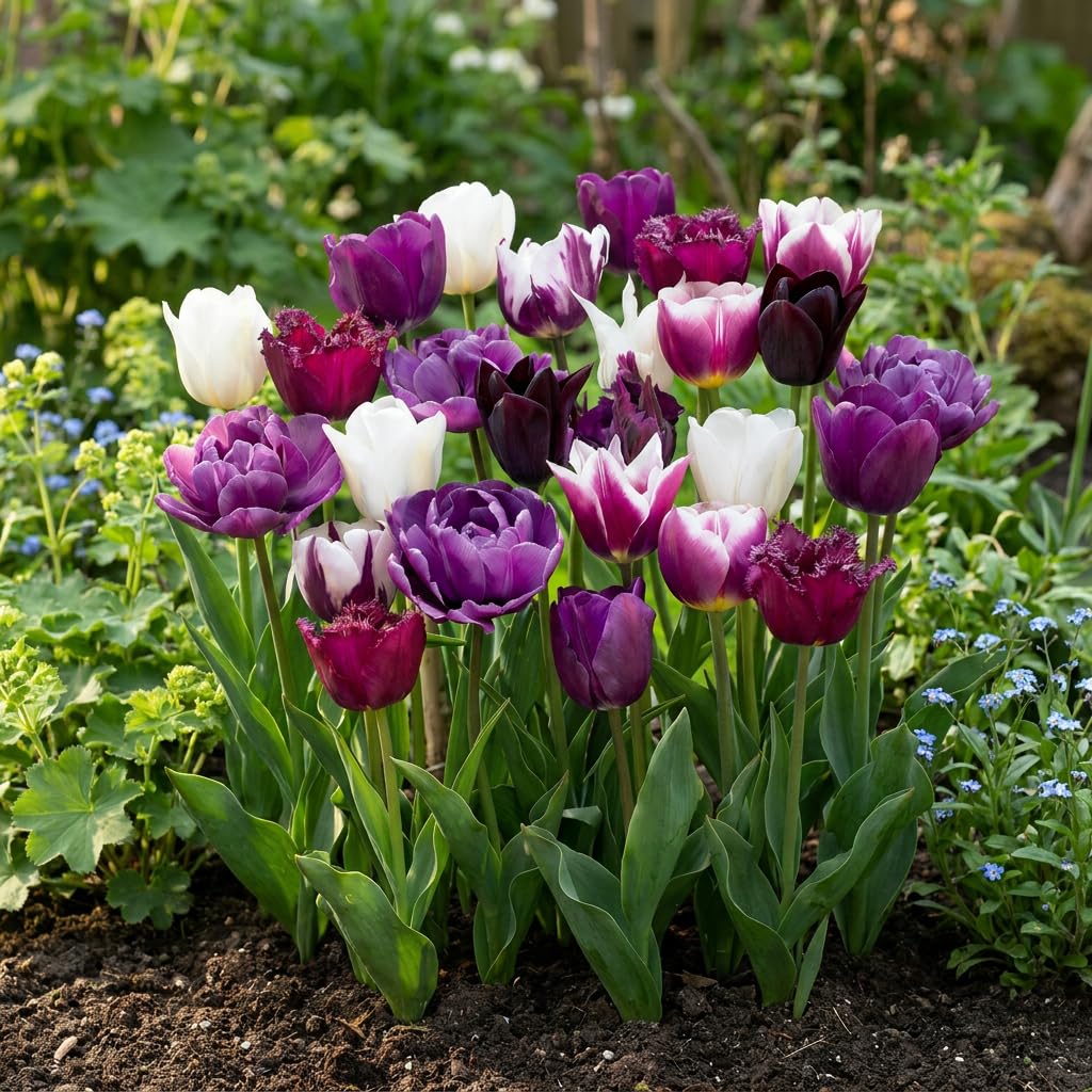 Green boutiQ - 280x Tulipa Blueberry mix - Blaubeere-Tulpenmischung - Diverses - Frühlingsblüher - Zwiebelgröße 11/12