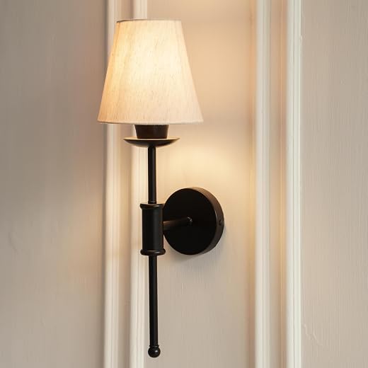 Divine Trends Black Polished Spacer Wall Lamp with Off White Shade for Living Room, Bedroom, Home Decoration Wall Light - ...